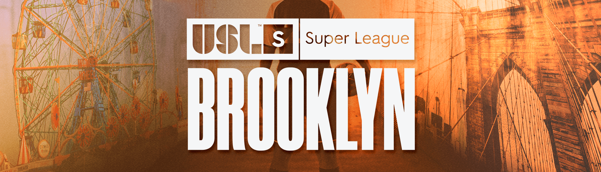 USL and Brooklyn FC joined logos with a player in the backgroun