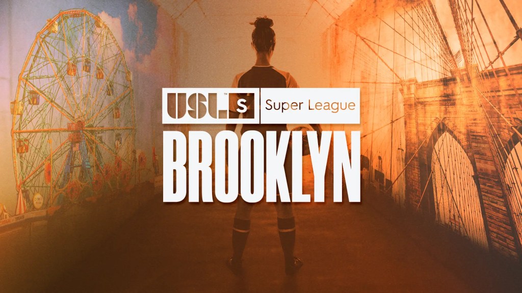 USL and Brooklyn FC joined logos with a player in the backgroun