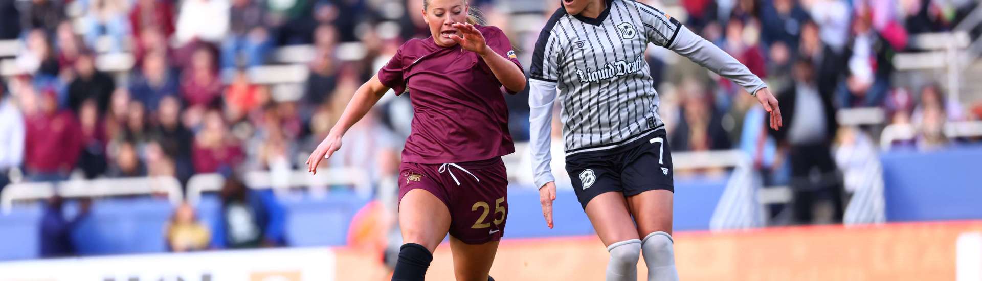 Salma Amani dribbles against a defender during a match against Dallas on 9 March, 2025