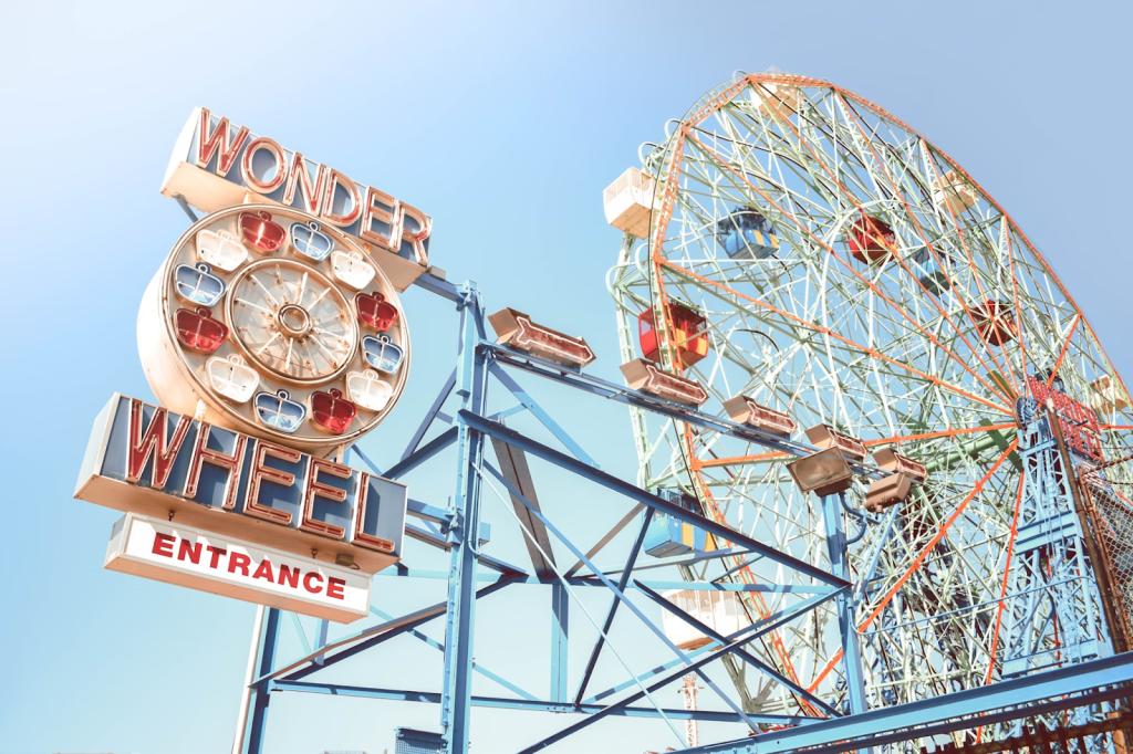 Image of Coney island ferris wheel on a nice NY day