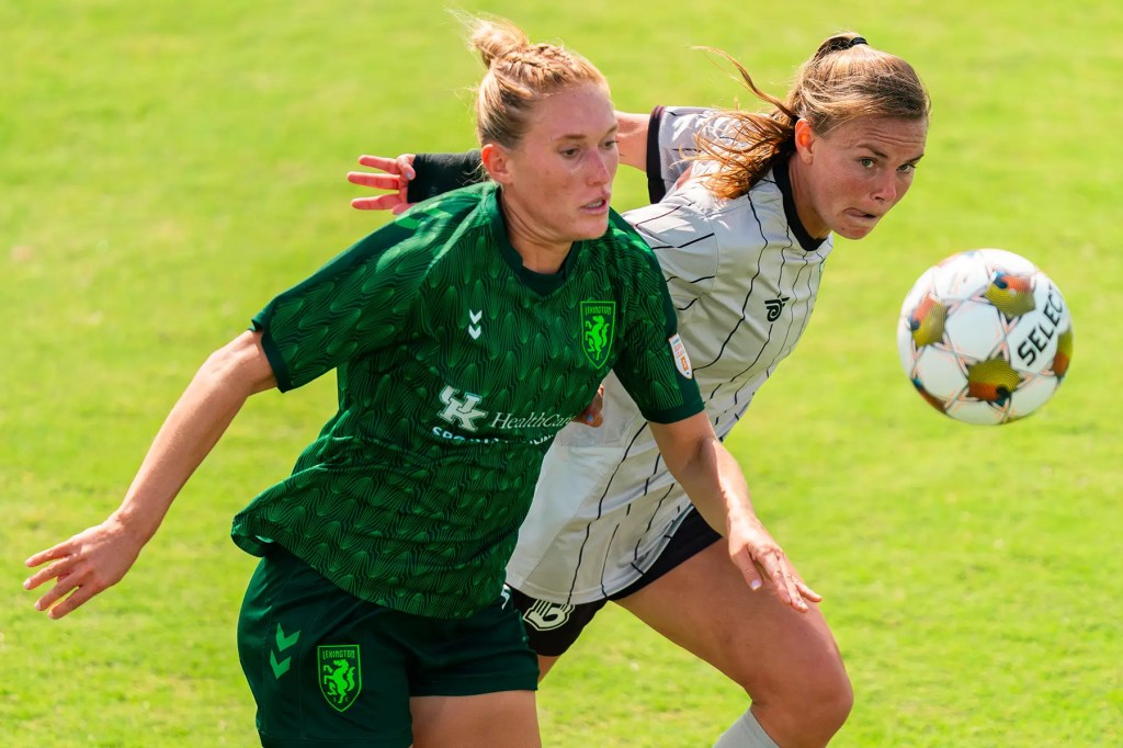 Kelsey Hill chases down a ball against Lexington Sporting Club on September 7, 2025.