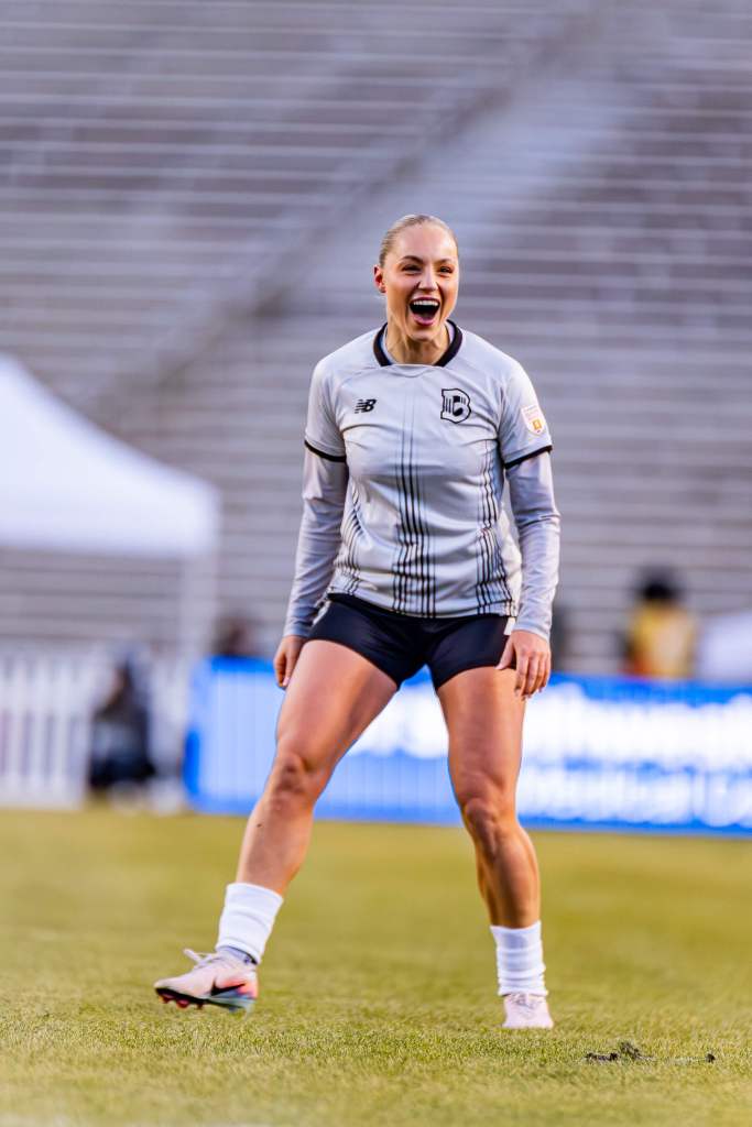 Brooklyn FC forward Ana Marković celebrates during a match against Dallas Trinity FC